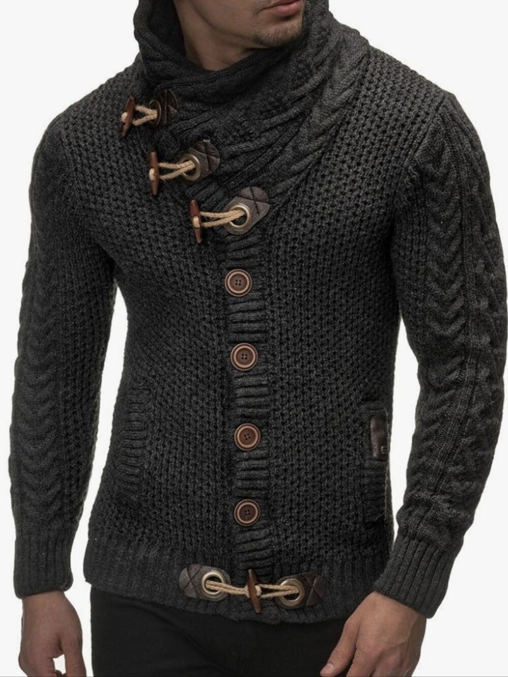 New Leif Nelson Size XL Men's Heavy Knit Sweater Anthracite Gray NWT